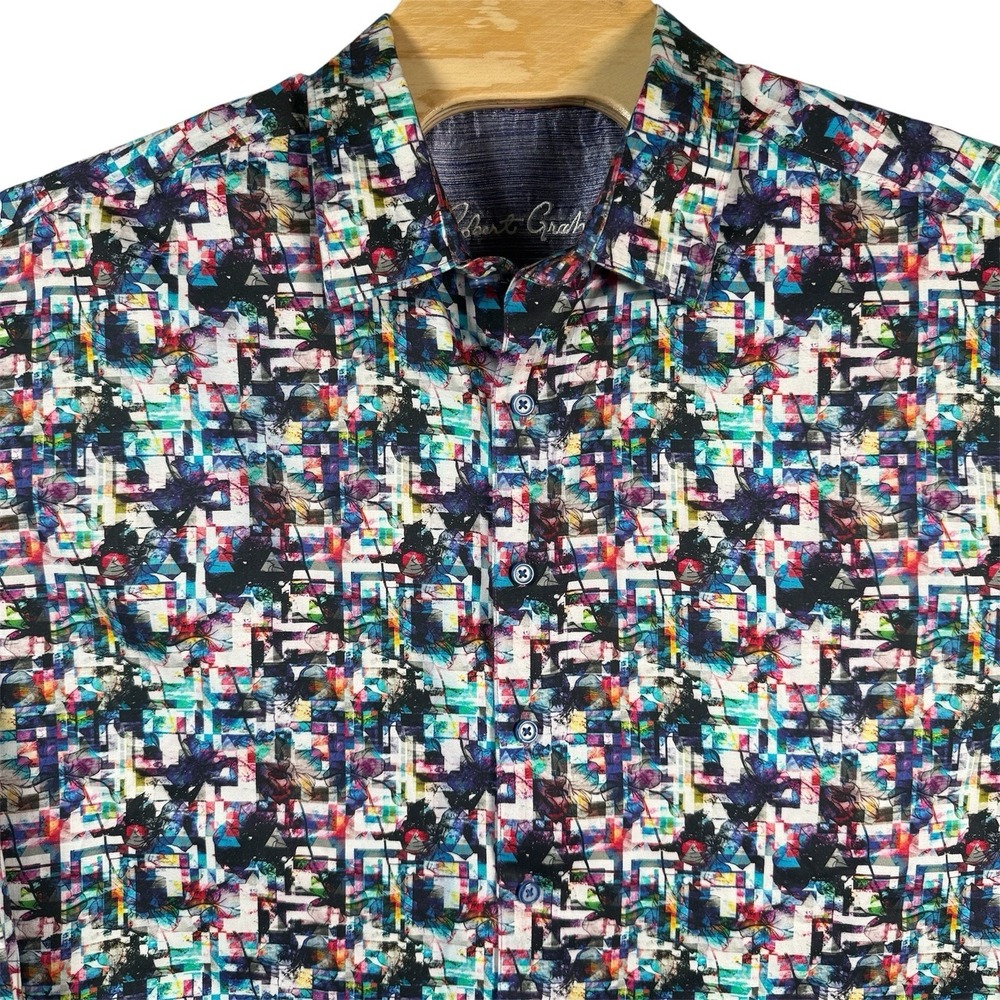Robert Graham Larson Abstract Print Sport Shirt‎ Men 2XL Multicolor Long Sleeve